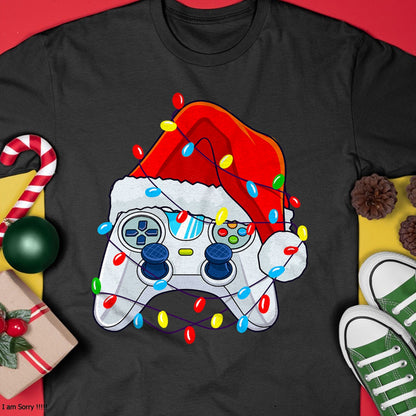Christmas Shirts for Family, Funny christmas shirts, Christmas Unisex T-Shirt/Hoodie/Sweatshirt HLT00 - Video Game Controller Christmas Santa Hat Gamer Boys T-Shirt