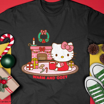 Christmas Shirts for Family, Funny christmas shirts, Christmas Unisex T-Shirt/Hoodie/Sweatshirt HLT00 - Hello Kitty Warm And Cozy Christmas T-Shirt