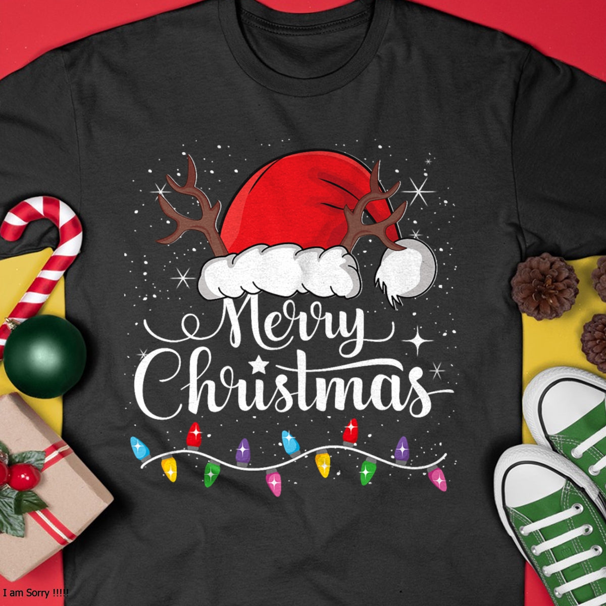 Christmas Shirts for Family, Funny christmas shirts, Christmas Unisex T-Shirt/Hoodie/Sweatshirt HLT00 - Merry Christmas Red Santa Hat Reindeer Xmas Family Men Women T-Shirt