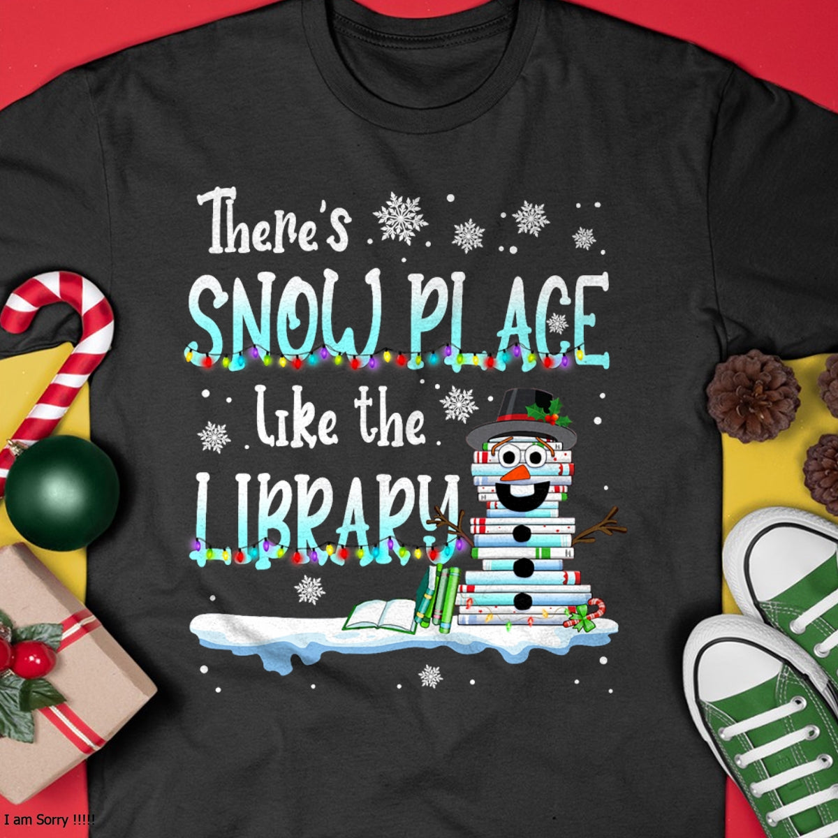 Librarian There's TRNN Place Like The Library Christmas TRNN T-Shirt - Christmas Unisex T-Shirt/Hoodie/Sweatshirt - TRNN00