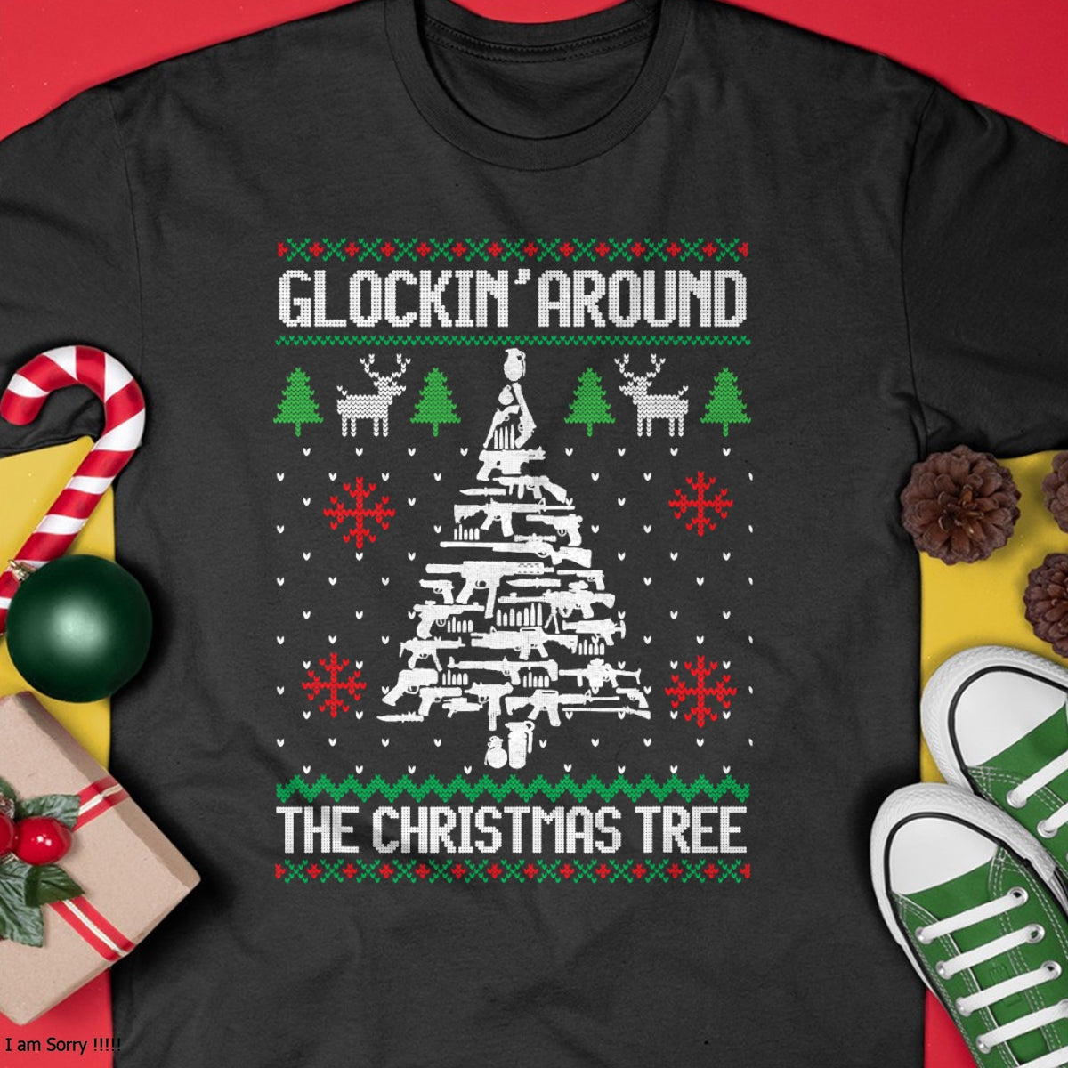 Funny Guns Ugly Christmas Sweaters for Gun Lovers Men Women T-Shirt - Christmas Unisex T-Shirt/Hoodie/Sweatshirt - TRNN00