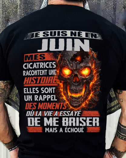 Je Suis Né en Juin – Mes Cicatrices Racontent Une Histoire | T-Shirt Homme Fort - TRNN06 (SKU26T-01175-06)