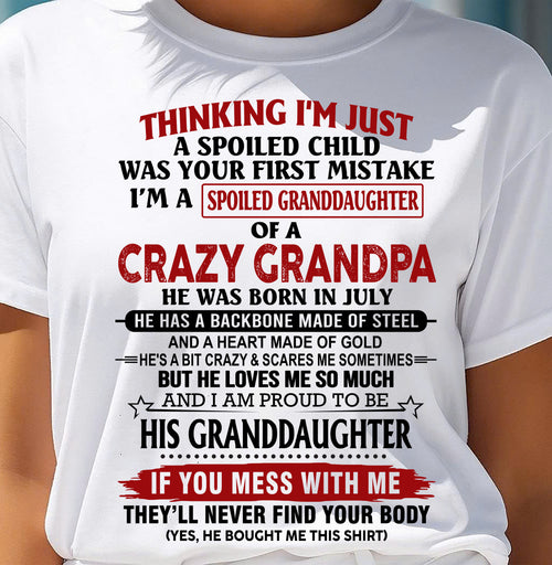 JULY - THINKING I’M JUST A SPOILED GRANDDAUGHTER OF A CRAZY GRANDPA - FROM GRANDPA - TRNN07 (SKU12-256-07)