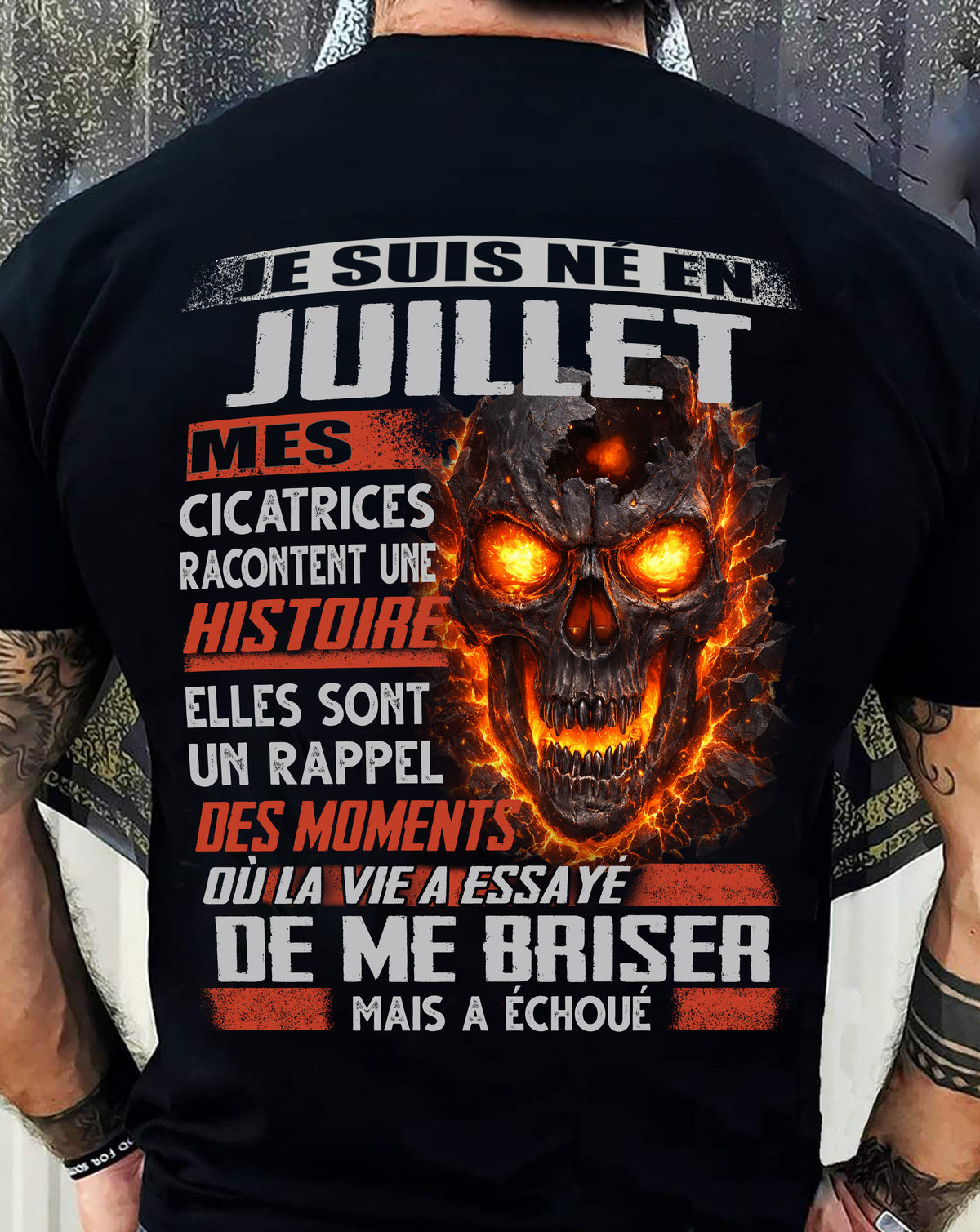 Je Suis Né en Juillet – Mes Cicatrices Racontent Une Histoire | T-Shirt Homme Fort - TRNN07 (SKU26T-01175-07)