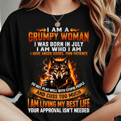 JULY - I AM WHO I AM - BIRTHDAY T-SHIRT FOR WOMEN - TRNN07 (SKU2607-206-07)