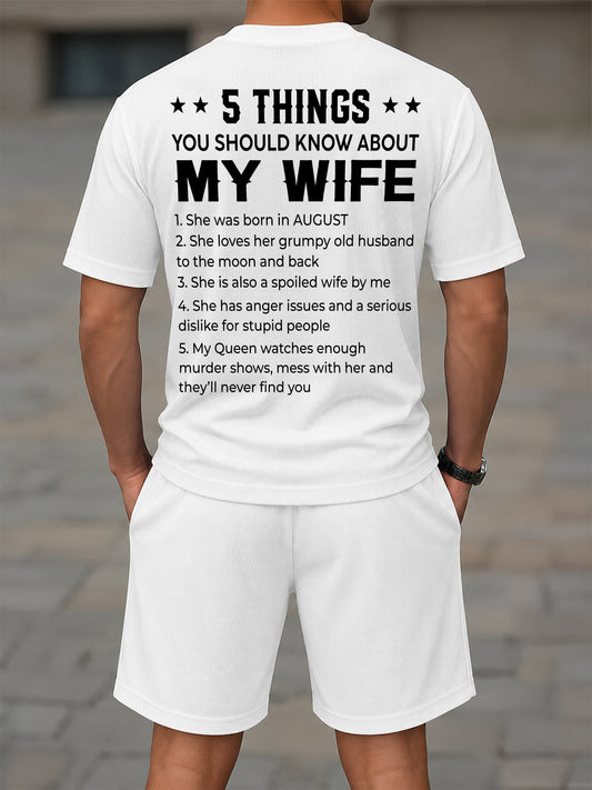 AUGUST - 5 THING YOU SHOULD KNOW ABOUT MY WIFE - Waffle casual suit I GIFT FOR HUSBAND FROM WIFE - A09-739 I TRNN08 (SKU2607-141-08)