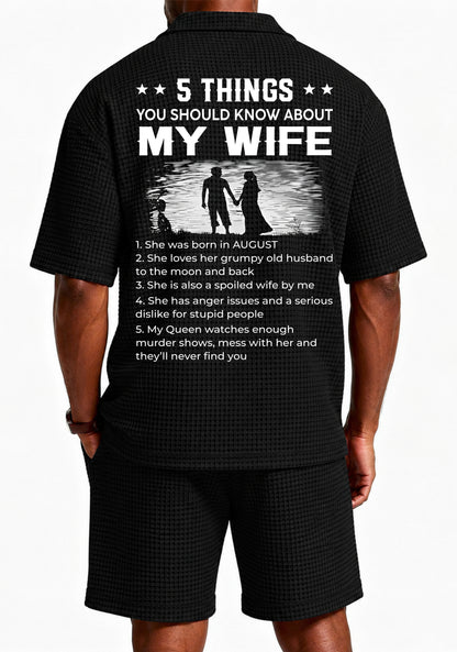 AUGUST - 5 THING YOU SHOULD KNOW ABOUT MY WIFE - Waffle casual suit I GIFT FOR HUSBAND FROM WIFE - A09-739 I TRNN08 (SKU2607-142-08)