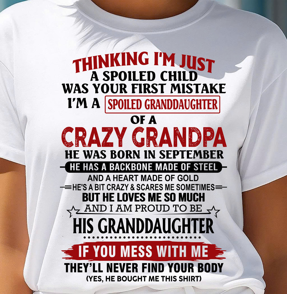 SEPTEMBER - THINKING I’M JUST A SPOILED GRANDDAUGHTER OF A CRAZY GRANDPA - FROM GRANDPA - TRNN09 (SKU12-256-09)