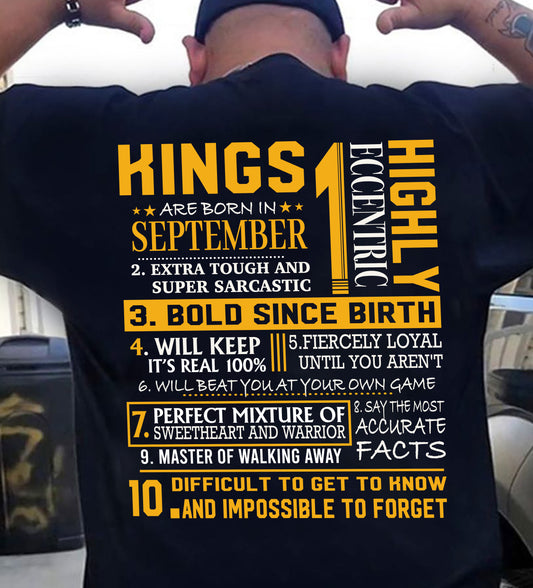 SEPTEMBER KING  – Extra Tough, Fiercely Loyal & Built Different Since Birth - T Shirt For Strongman - TRNN09 (SKU2602-133-09)