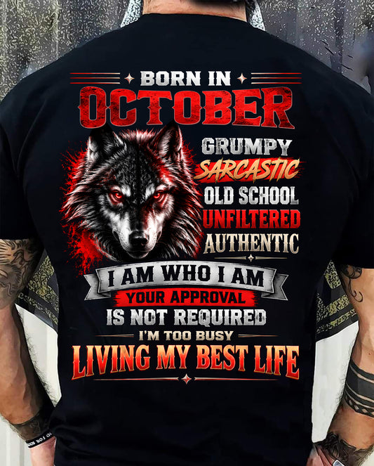 OCTOBER - Grumpy Sarcastic Old School - T Shirt For Strongman - TRNN10 (SKU2609-318-10)