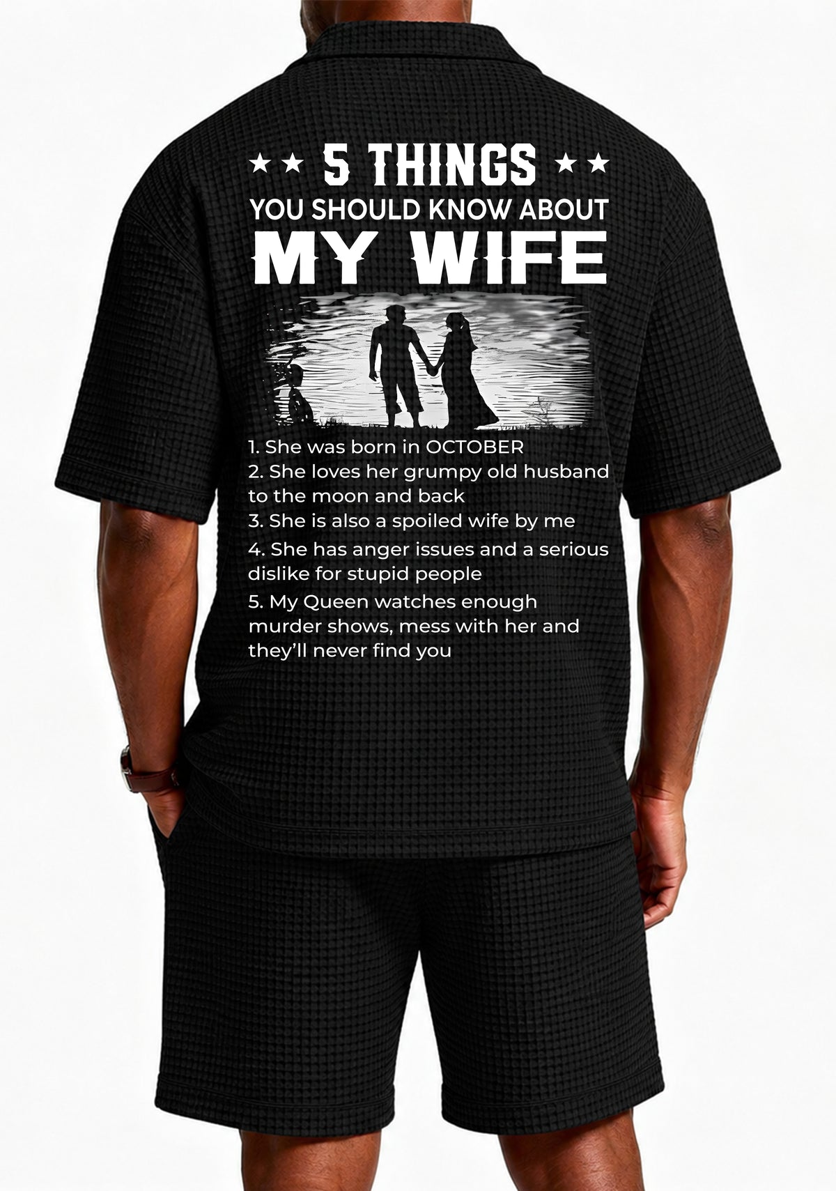 OCTOBER - 5 THING YOU SHOULD KNOW ABOUT MY WIFE - Waffle casual suit I GIFT FOR HUSBAND FROM WIFE - A09-739 I TRNN10 (SKU2607-142-10)