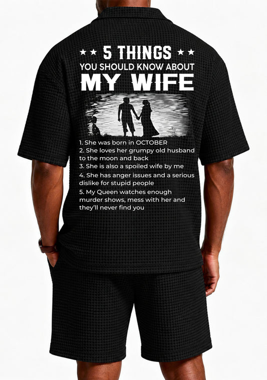 OCTOBER - 5 THING YOU SHOULD KNOW ABOUT MY WIFE - Waffle casual suit I GIFT FOR HUSBAND FROM WIFE - A09-739 I TRNN10 (SKU2607-142-10)