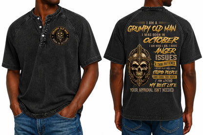 OCTOBER - I AM A GRUMPY OLD MAN - Washed Round Neck Polo - A09-741 I TRNN10 (SKU2607-138-10)