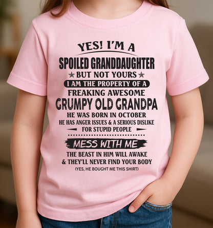 OCTOBER - Spoiled Granddaughter of a Grumpy Grandpa Shirt – From Grandpa to Granddaughter TRNN10 (SKU07-130-10)