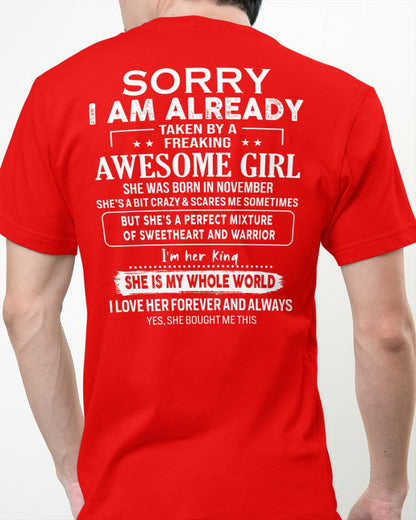 November - Awesome girl - Perfect gift for your boyfriend - (SKU04-86-11) - From Wife TRNN11