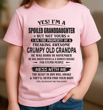 NOVEMBER - Spoiled Granddaughter of a Grumpy Grandpa Shirt – From Grandpa to Granddaughter TRNN11 (SKU07-130-11)