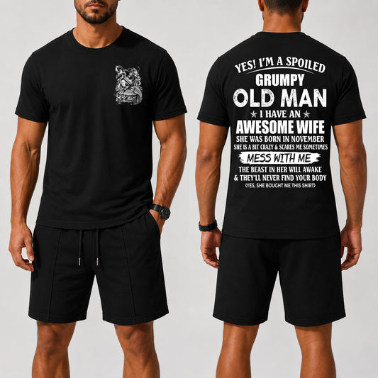 NOVEMBER - YES! I'M A SPOILED GRUPMY OLD MAN - Waffle casual suit I GIFT FOR HUSBAND FROM WIFE - A09-739 I TRNN11 (SKU2607-24-11)