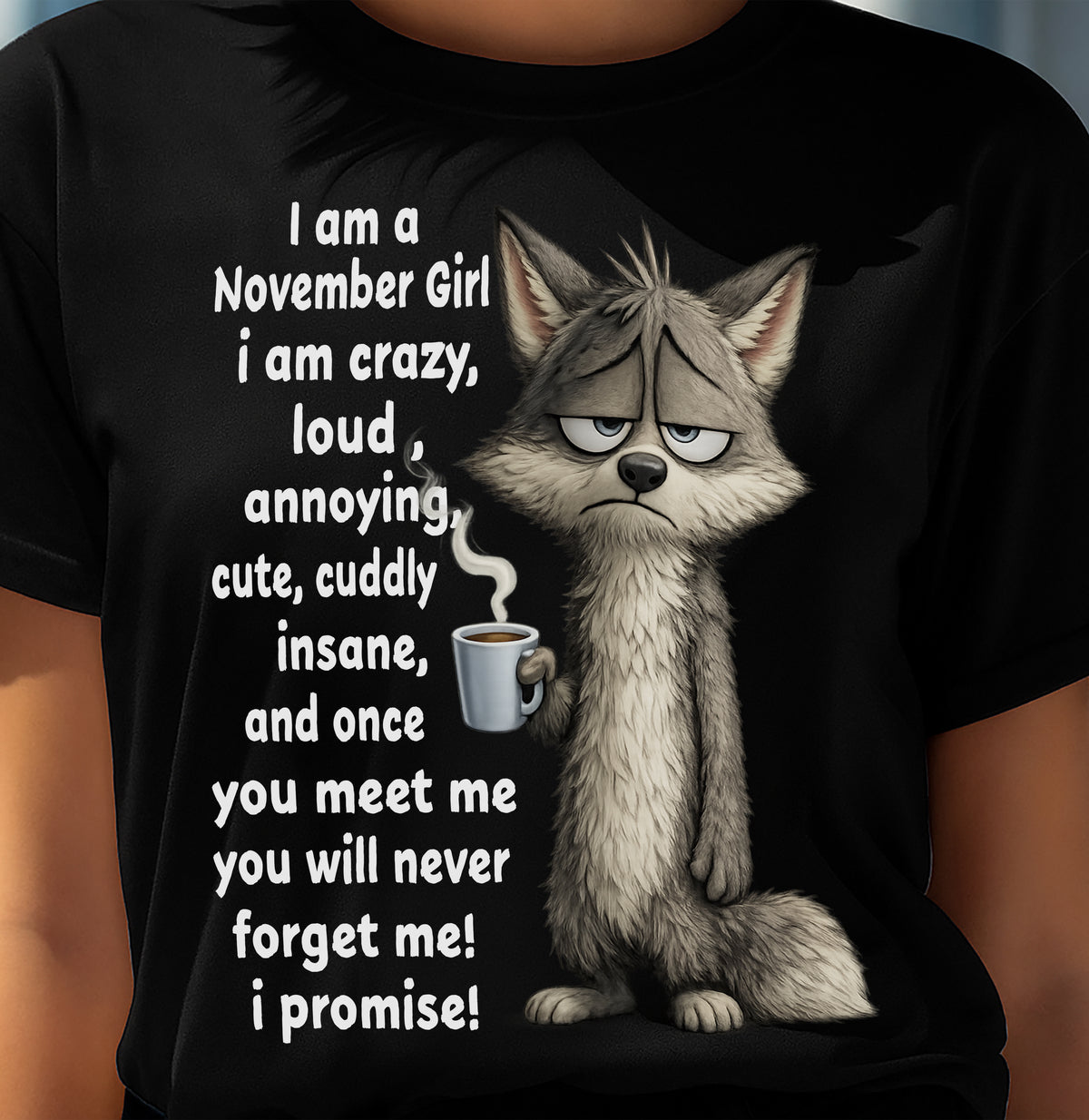 NOVEMBER - A Little Crazy, Sassy, Loud & Impossible To Forget - BIRTHDAY GIFT T-SHIRT FOR WOMEN - TRNN11 (SKU2602-222-11)