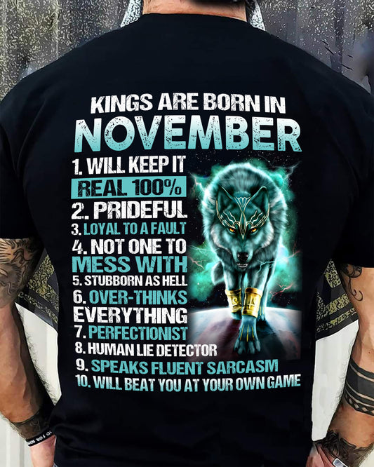 NOVEMBER – Kings Are Born, Strong Like Wolves, Loyal To The Core - T Shirt For Strongman - TRNN11 (SKU2602-124-11)