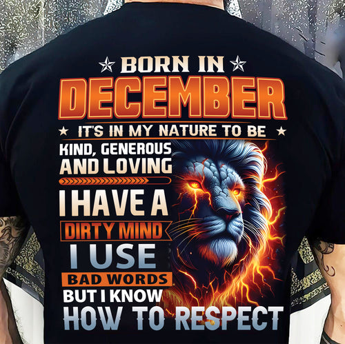 DECEMBER - DIRTY MIND BUT KNOWS RESPECT - T SHIRT FOR STRONGMAN - TRNN12 (SKU08-84-12)