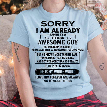 August - Awesome Guy - Perfect gift for your girlfriend or wife  From Husband - TRNN08 (SKUT08-11-08)