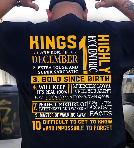 DECEMBER KING  – Extra Tough, Fiercely Loyal & Built Different Since Birth - T Shirt For Strongman - TRNN12 (SKU2602-133-12)