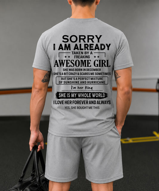 DECEMBER - SORRY I AM ALREADY TAKEN BY FREAKING AWESOME WIFE - Waffle casual suit I GIFT FOR HUSBAND FROM WIFE - A09-739 I TRNN12 (SKU2607-76-12)