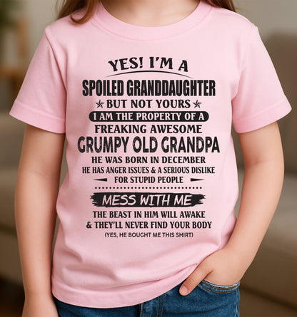 DECEMBER - Spoiled Granddaughter of a Grumpy Grandpa Shirt – From Grandpa to Granddaughter TRNN12 (SKU07-130-12)