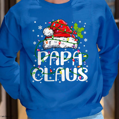 Christmas Shirts for Family, Funny christmas shirts, Christmas Unisex T-Shirt/Hoodie/Sweatshirt HLT00 - Papa Claus Christmas Lights Pajama Family Matching T-Shirt