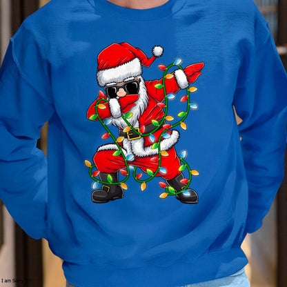 Christmas Shirts for Family, Funny christmas shirts, Christmas Unisex T-Shirt/Hoodie/Sweatshirt HLT00 - Dabbing Santa Xmas Lights Girls Boys Kids Christmas Gifts T-Shirt