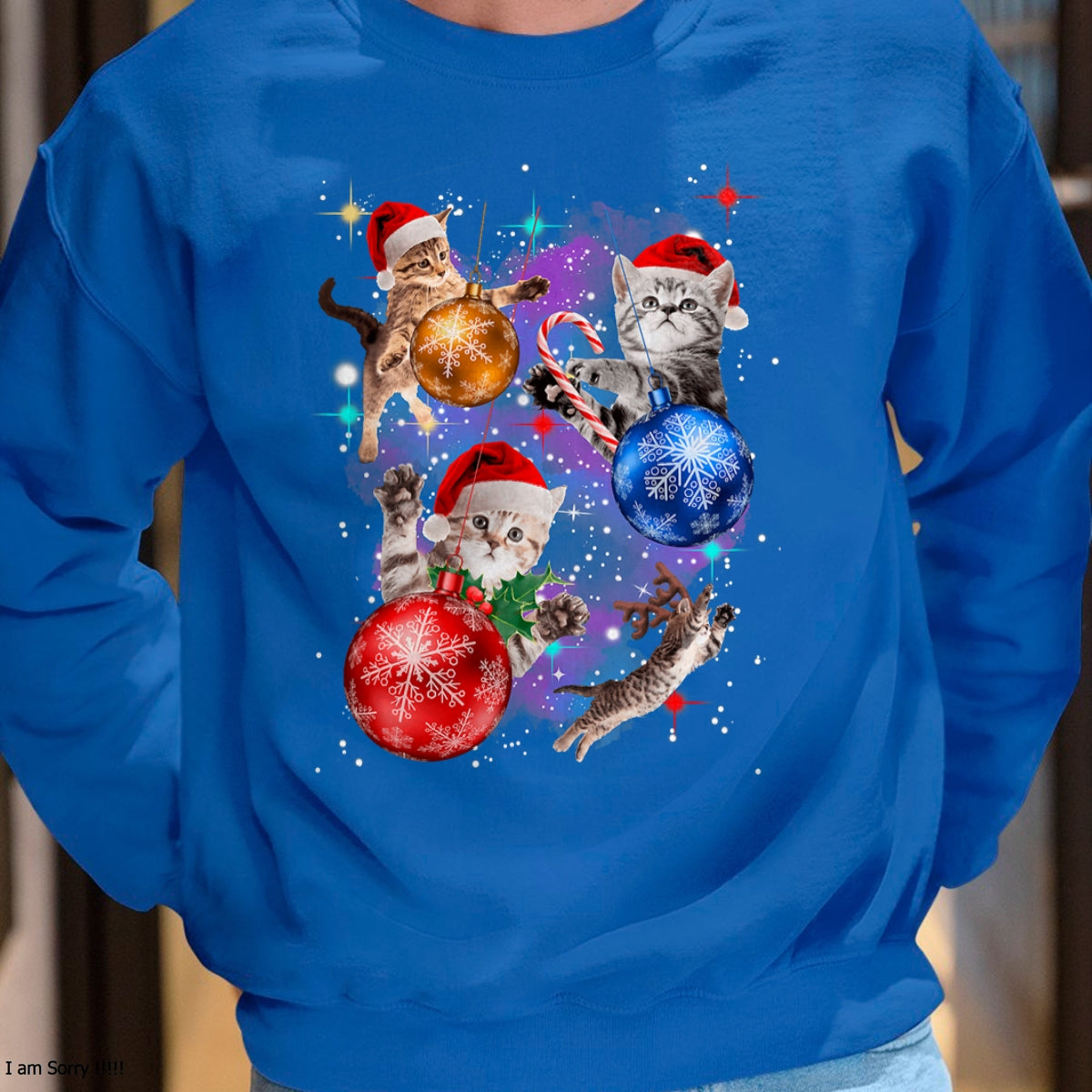 Christmas Shirts for Family, Funny christmas shirts, Christmas Unisex T-Shirt/Hoodie/Sweatshirt HLT00 - Cute Christmas Cats In Space Ornaments Graphic T-Shirt