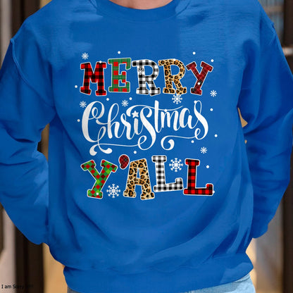 Merry Christmas Ya'll Leopard Buffalo Plaid Pajama Family T-Shirt - Christmas Unisex T-Shirt/Hoodie/Sweatshirt - TRNN00