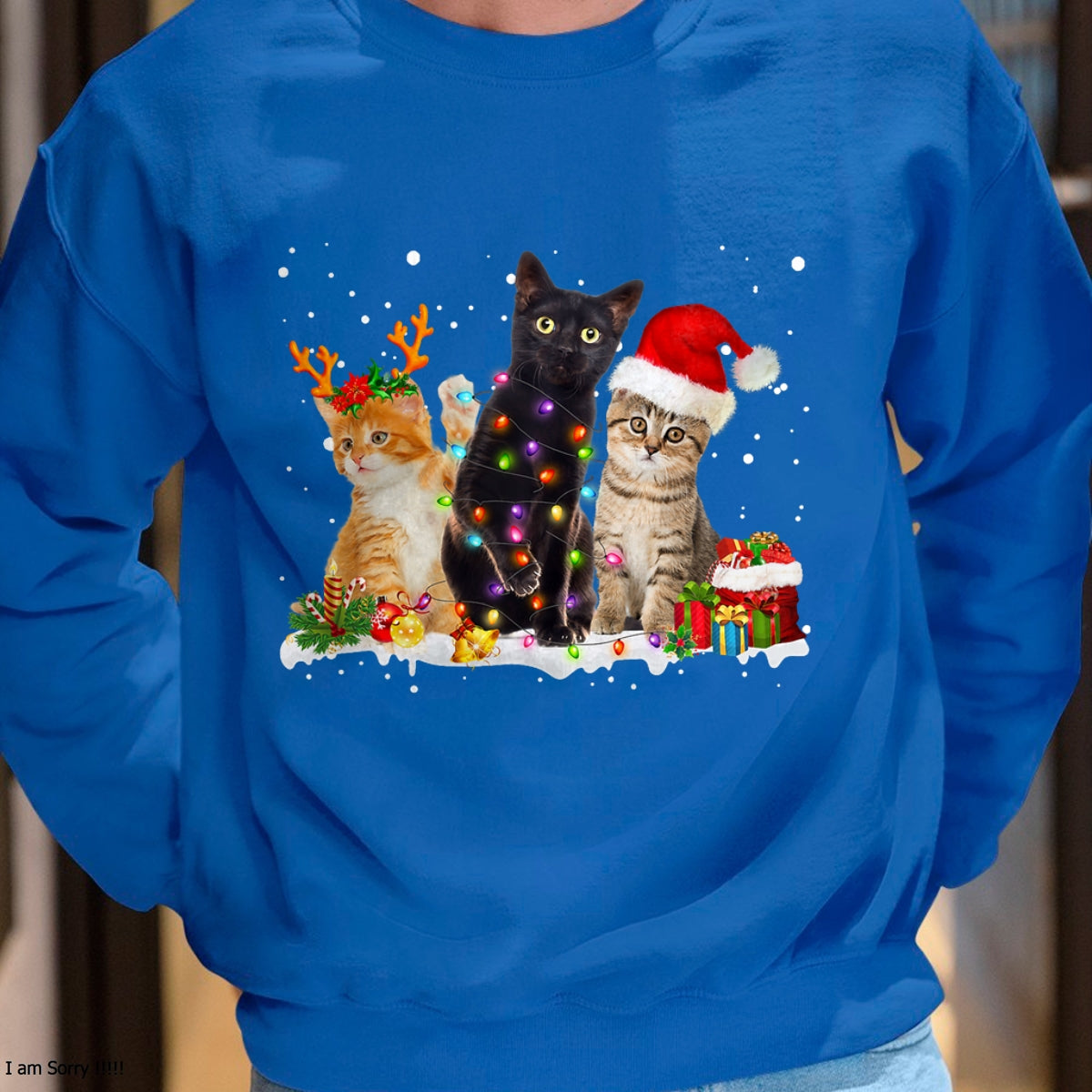 Christmas Shirts for Family, Funny christmas shirts, Christmas Unisex T-Shirt/Hoodie/Sweatshirt HLT00 - Santa Cat Light Gorgeous Reindeer Pajama Christmas Cat Lover T-Shirt