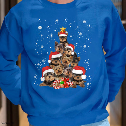 Christmas Shirts for Family, Funny christmas shirts, Christmas Unisex T-Shirt/Hoodie/Sweatshirt HLT00 - Yorkie Dogs Tree Christmas Sweater Xmas Pet Animal Dog Lover T-Shirt
