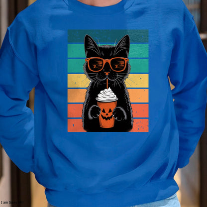 Hallowen Shirts for Family, Funny hallowen shirts, Hallowen Unisex T-Shirt/Hoodie/Sweatshirt HLT00 - Black Cat Hipster Trick or Treat Funny Halloween Black Cat T-Shirt