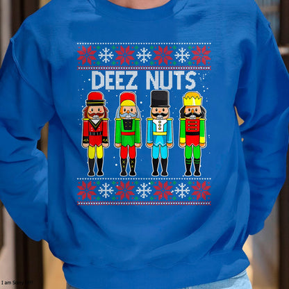 Deez Nuts Nutcracker Ugly Christmas Sweater Funny Xmas T-Shirt - Christmas Unisex T-Shirt/Hoodie/Sweatshirt - TRNN00
