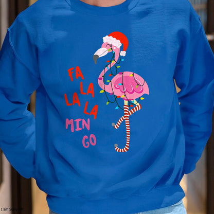 Fa La La Mingo Flamingo Christmas Tropical Xmas Tree Lights T-Shirt - Christmas Unisex T-Shirt/Hoodie/Sweatshirt - TRNN00