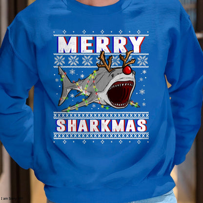 Funny Sharkmas Shark Ugly Christmas Sweaters T-Shirt - Christmas Unisex T-Shirt/Hoodie/Sweatshirt - TRNN00
