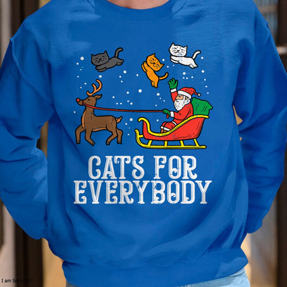 Christmas Shirts for Family, Funny christmas shirts, Christmas Unisex T-Shirt/Hoodie/Sweatshirt HLT00 - Cats For Everybody Christmas Cat Funny Xmas Women Santa T-Shirt