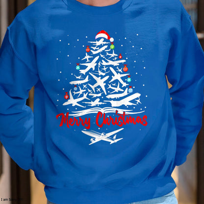 Christmas Shirts for Family, Funny christmas shirts, Christmas Unisex T-Shirt/Hoodie/Sweatshirt HLT00 - Airplane Christmas Tree tshirts T-Shirt