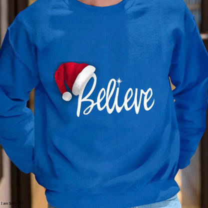 Christmas Shirts for Family, Funny christmas shirts, Christmas Unisex T-Shirt/Hoodie/Sweatshirt HLT00 - Christmas Long Sleeve T-Shirt - Believe in Santa Claus Shirt