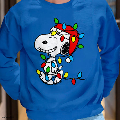 Christmas Shirts for Family, Funny christmas shirts, Christmas Unisex T-Shirt/Hoodie/Sweatshirt HLT00 - Peanuts - Christmas Snoopy X-Mas Lights Long Sleeve T-Shirt