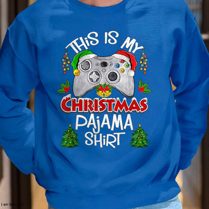 Christmas Shirts for Family, Funny christmas shirts, Christmas Unisex T-Shirt/Hoodie/Sweatshirt HLT00 - This is My Christmas Pajama Santa Hat Gamer Video Games T-Shirt