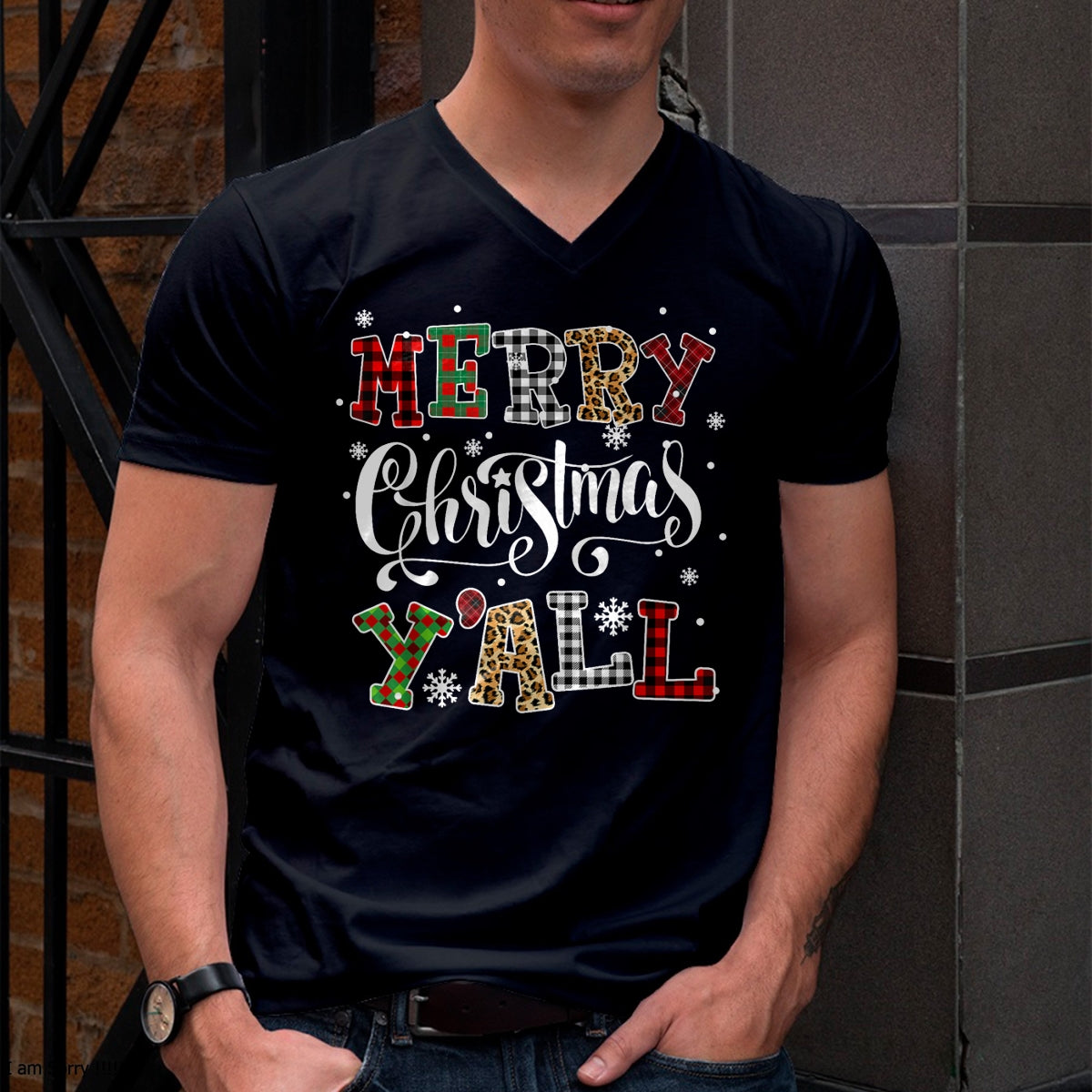 Christmas Shirts for Family, Funny christmas shirts, Christmas Unisex T-Shirt/Hoodie/Sweatshirt HLT00 - Merry Christmas Ya'll Leopard Buffalo Plaid Pajama Family T-Shirt