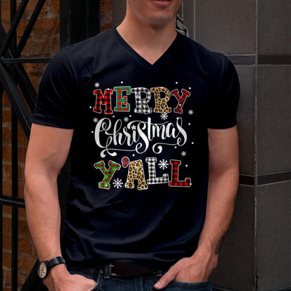 Christmas Shirts for Family, Funny christmas shirts, Christmas Unisex T-Shirt/Hoodie/Sweatshirt HLT00 - Merry Christmas Ya'll Leopard Buffalo Plaid Pajama Family T-Shirt