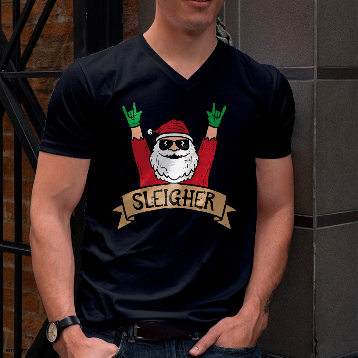 Christmas Sleigher Santa Rock Xmas Rocker Men Women Kids Boy T-Shirt - Christmas Unisex T-Shirt/Hoodie/Sweatshirt - TRNN00