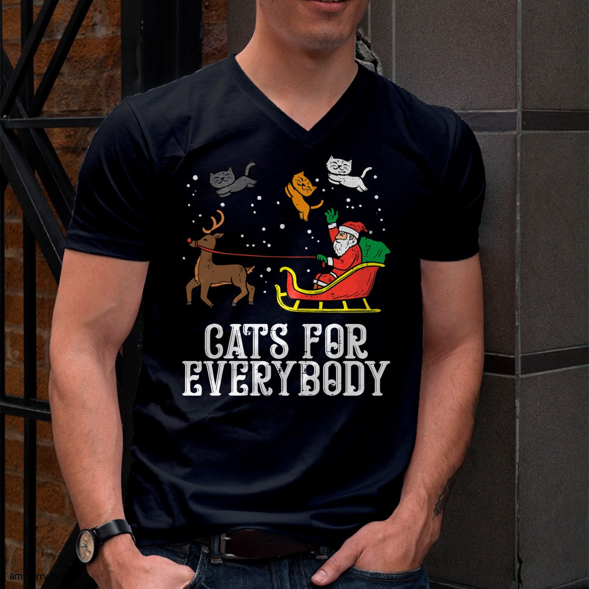 Christmas Shirts for Family, Funny christmas shirts, Christmas Unisex T-Shirt/Hoodie/Sweatshirt HLT00 - Cats For Everybody Christmas Cat Funny Xmas Women Santa T-Shirt