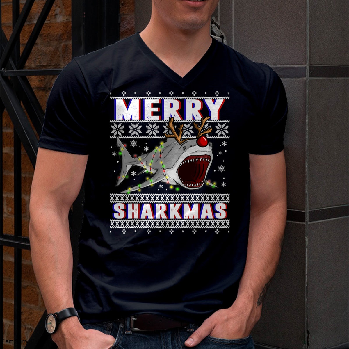 Funny Sharkmas Shark Ugly Christmas Sweaters T-Shirt - Christmas Unisex T-Shirt/Hoodie/Sweatshirt - TRNN00