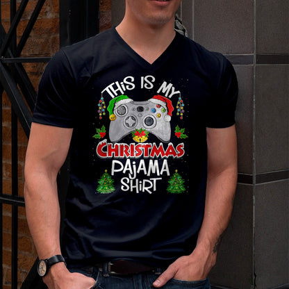 Christmas Shirts for Family, Funny christmas shirts, Christmas Unisex T-Shirt/Hoodie/Sweatshirt HLT00 - This is My Christmas Pajama Santa Hat Gamer Video Games T-Shirt
