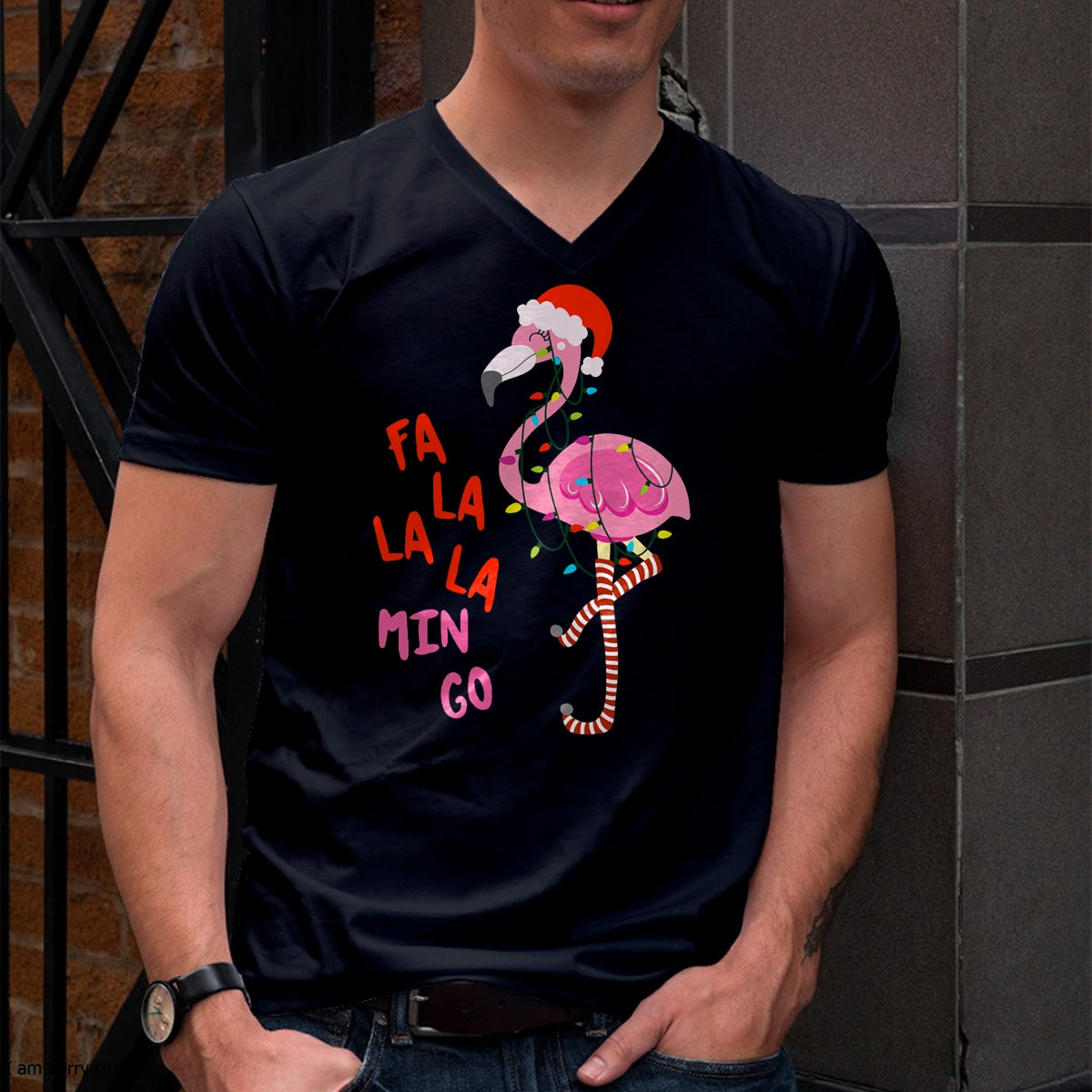 Christmas Shirts for Family, Funny christmas shirts, Christmas Unisex T-Shirt/Hoodie/Sweatshirt HLT00 - Fa La La Mingo Flamingo Christmas Tropical Xmas Tree Lights T-Shirt